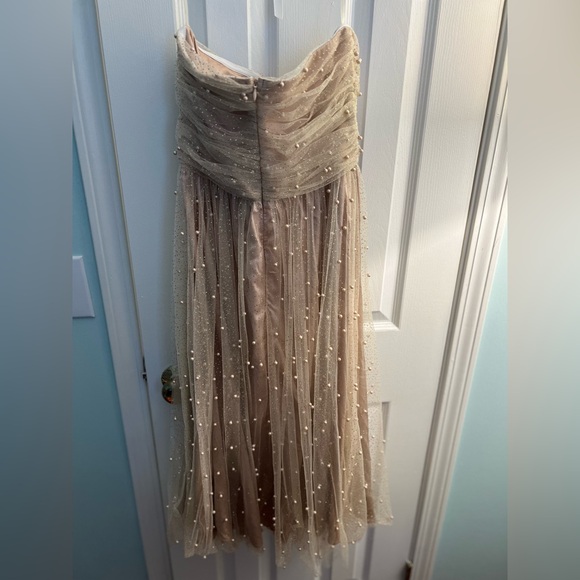 BHLDN Anthropologie Anya Pearl Sparkle Dress Midi Strapless Bridal Size 2 - Picture 7 of 10